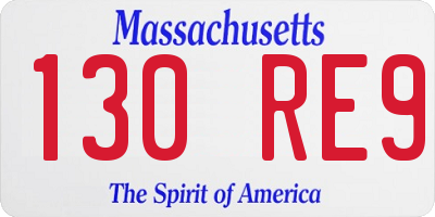 MA license plate 130RE9