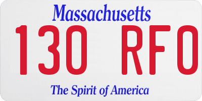 MA license plate 130RF0
