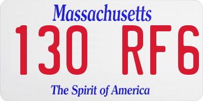 MA license plate 130RF6