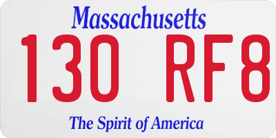 MA license plate 130RF8