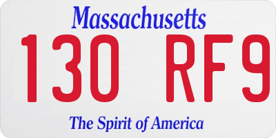 MA license plate 130RF9