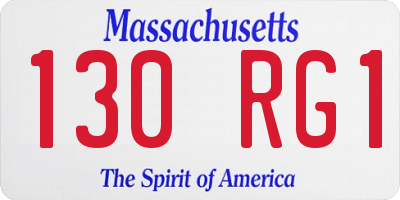 MA license plate 130RG1