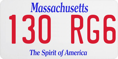 MA license plate 130RG6