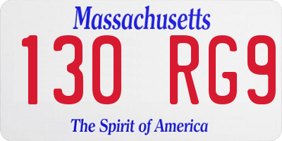 MA license plate 130RG9