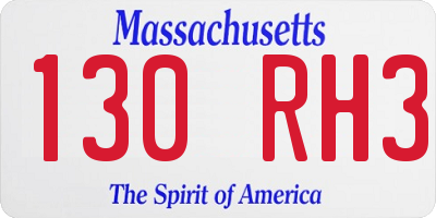 MA license plate 130RH3