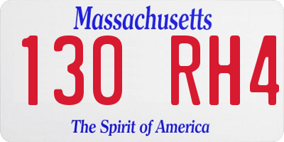 MA license plate 130RH4