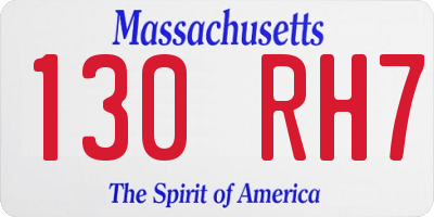 MA license plate 130RH7