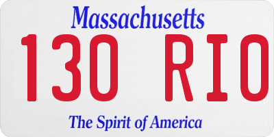 MA license plate 130RI0