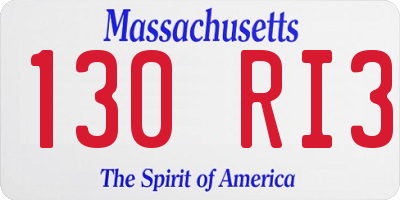 MA license plate 130RI3