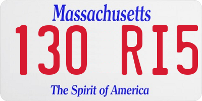 MA license plate 130RI5