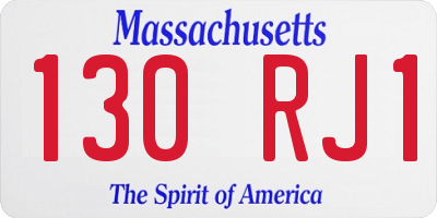 MA license plate 130RJ1