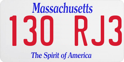 MA license plate 130RJ3