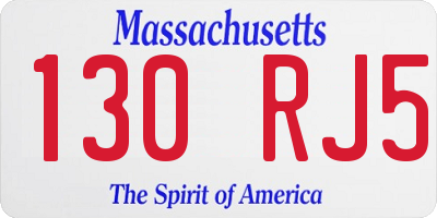 MA license plate 130RJ5