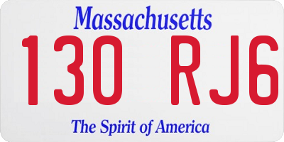 MA license plate 130RJ6
