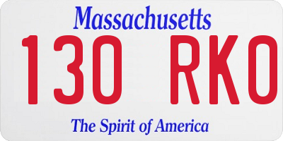 MA license plate 130RK0