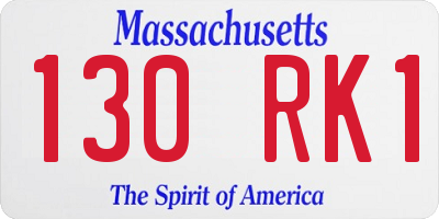 MA license plate 130RK1