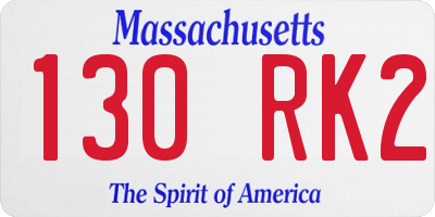 MA license plate 130RK2