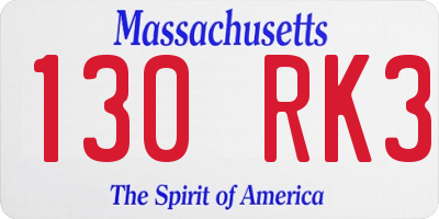 MA license plate 130RK3