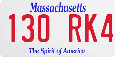 MA license plate 130RK4