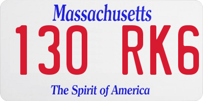 MA license plate 130RK6