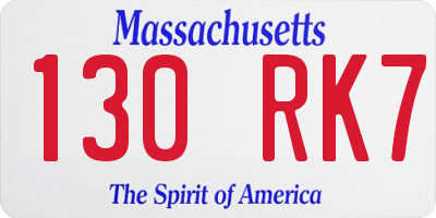 MA license plate 130RK7