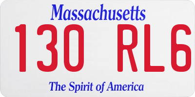 MA license plate 130RL6