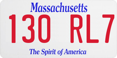 MA license plate 130RL7