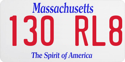 MA license plate 130RL8