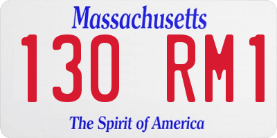 MA license plate 130RM1