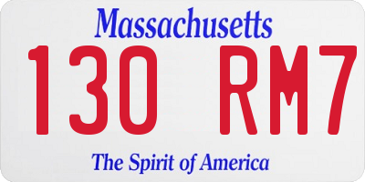 MA license plate 130RM7