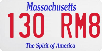 MA license plate 130RM8