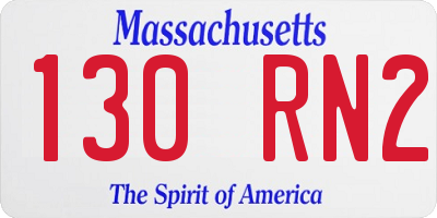 MA license plate 130RN2