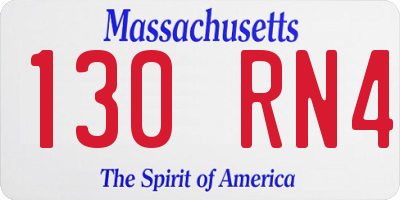 MA license plate 130RN4