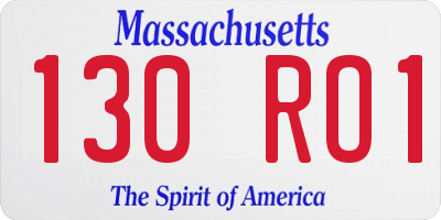 MA license plate 130RO1
