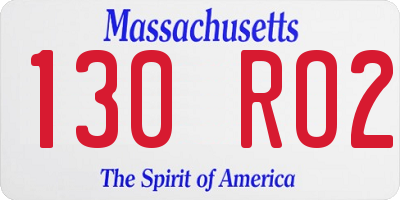 MA license plate 130RO2