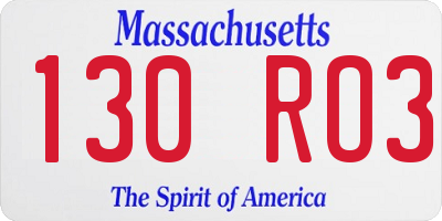 MA license plate 130RO3