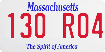 MA license plate 130RO4