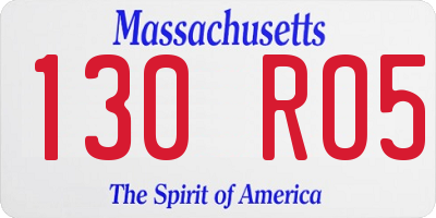 MA license plate 130RO5