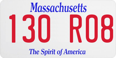 MA license plate 130RO8