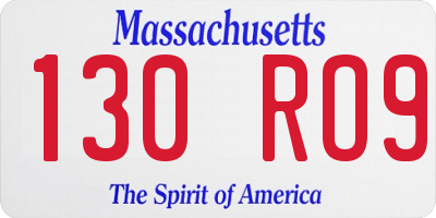 MA license plate 130RO9