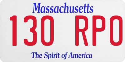 MA license plate 130RP0