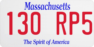 MA license plate 130RP5