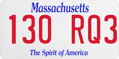 MA license plate 130RQ3