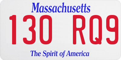 MA license plate 130RQ9