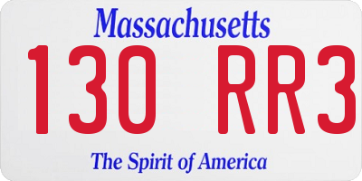 MA license plate 130RR3