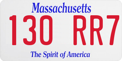 MA license plate 130RR7