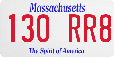 MA license plate 130RR8