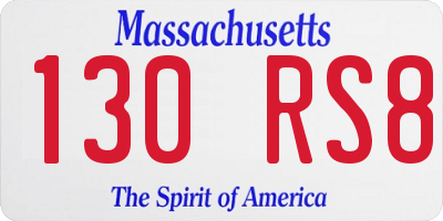MA license plate 130RS8