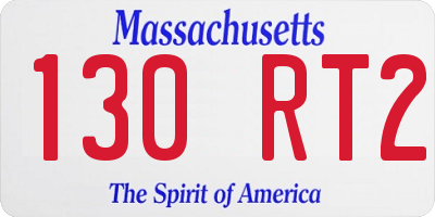 MA license plate 130RT2