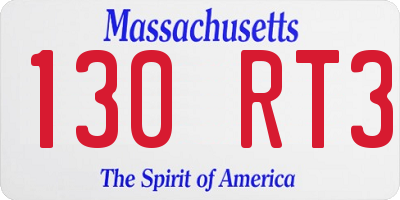 MA license plate 130RT3